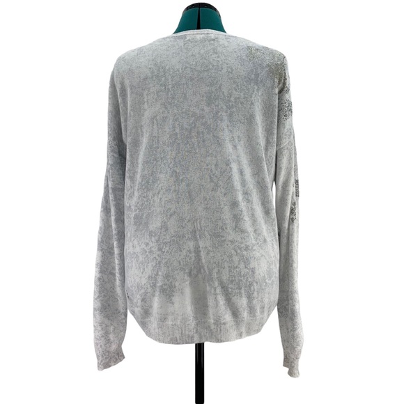 sandwich White and Grey Lightweight Patterned Long Sleeve Sweater, XL - Picture 8 of 16